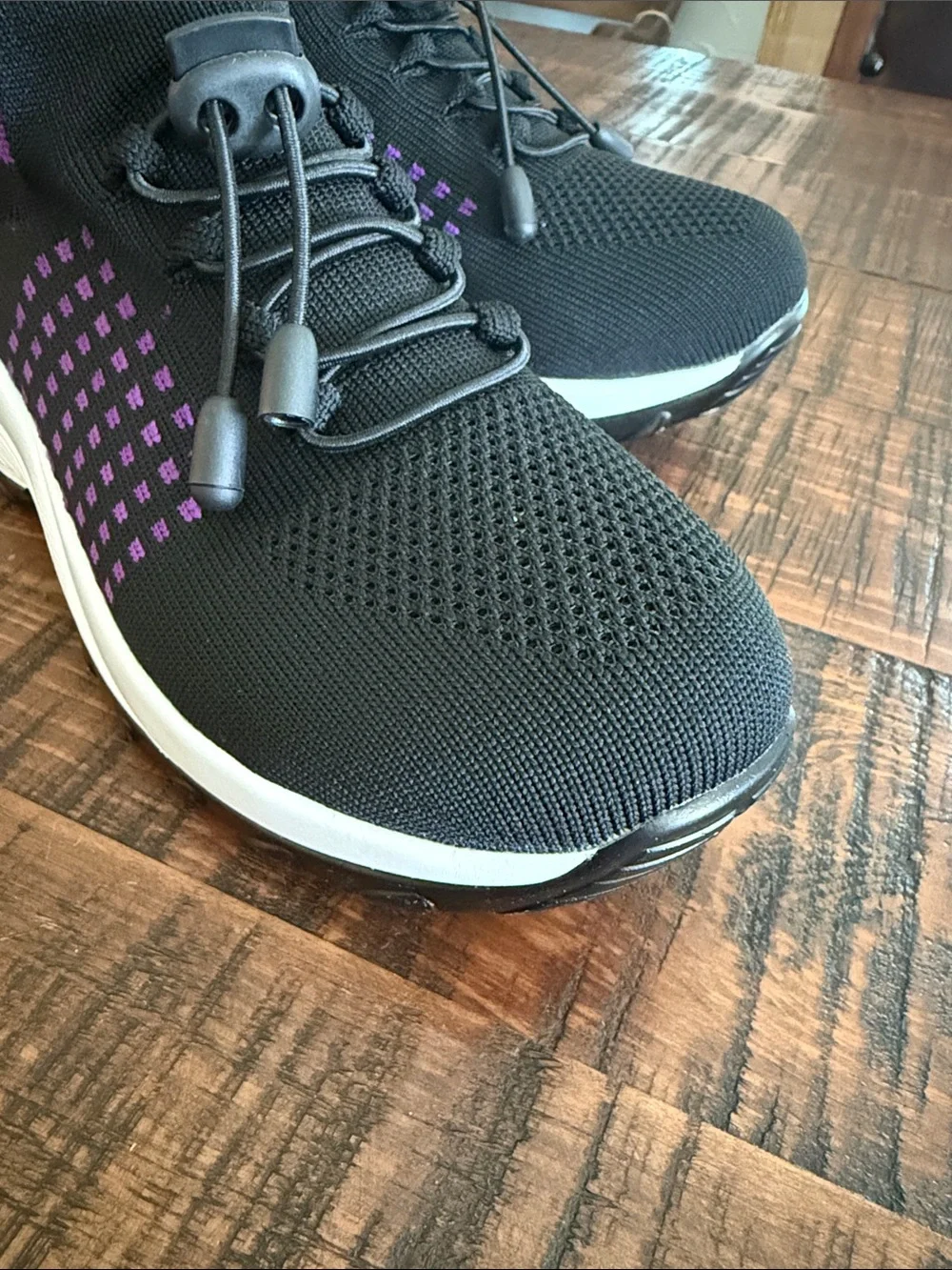 Women’s Comfort Wear Slip-On Athletic Sneakers in Black and Purple
